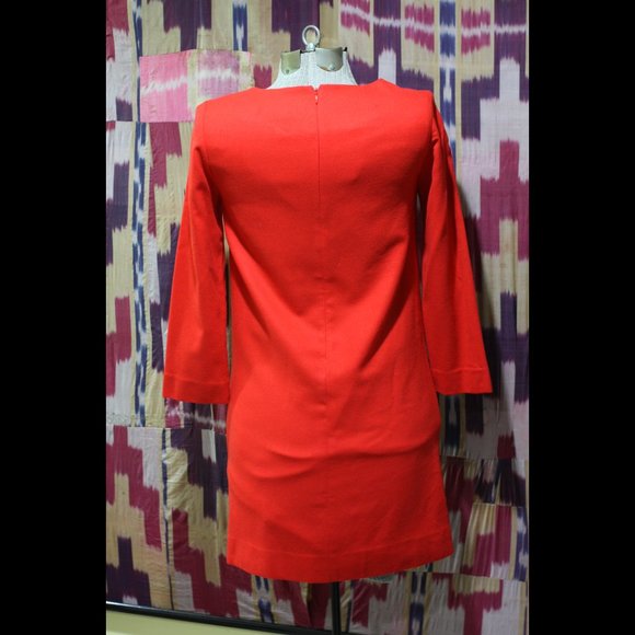 J. CREW Solid Red Long Sleeve Dress - Picture 3 of 4